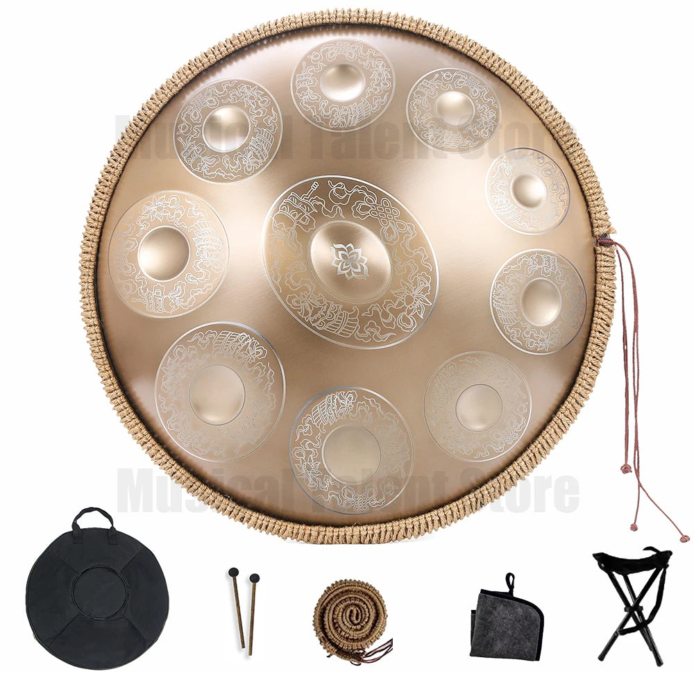 22inch9/10/12notes Steel Tongue Drum,Authentic Handpan,Professional Hand Plate,Meditation,Sound Therapy,yoga,relax
