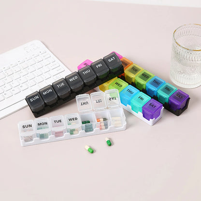 1PCS Small Pill Organizer 7 Day Pill Box 1 Time a Day, Travel Friendly Day Night Vitamin Organizer, Weekly Pill Case Container