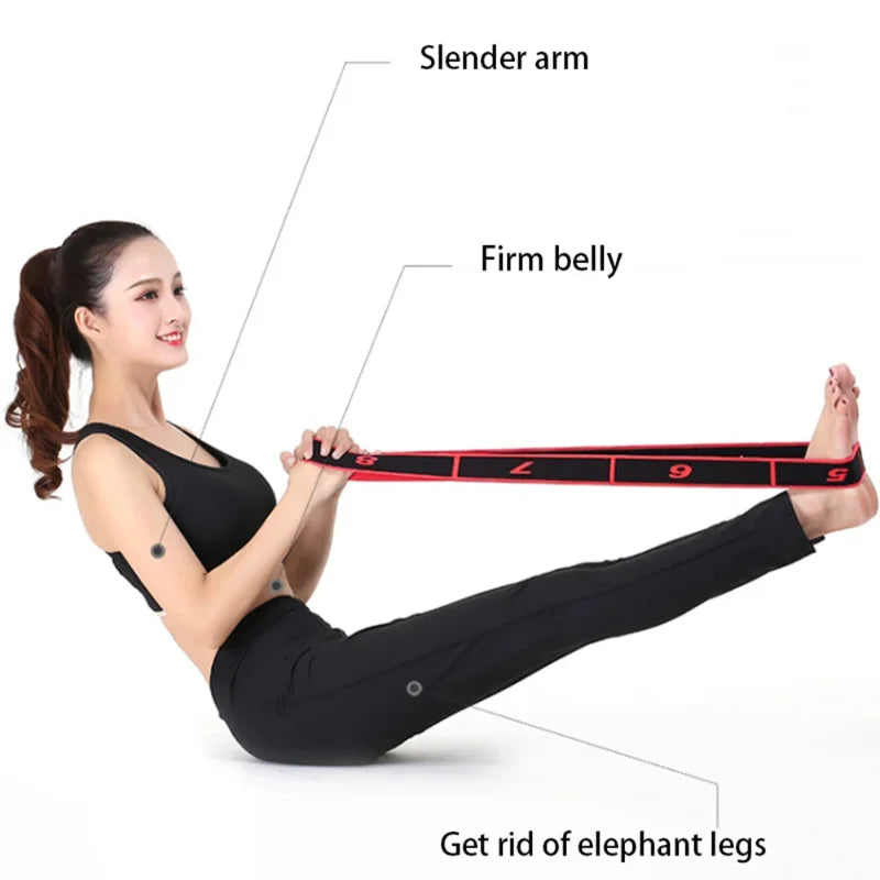 8/10 Sections Dance Resistance Band Yoga Stretching Pilates Fitness Digital Elasticity Elastic Stretch Training Tension Belt