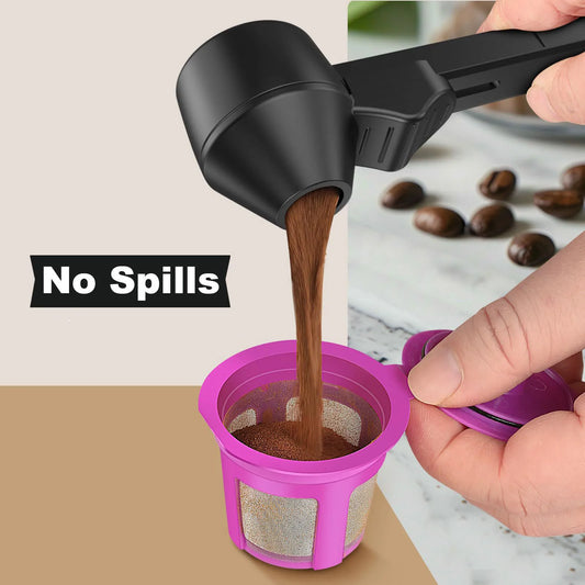 3PCS Creative Coffee Scoop With Funnel Coffee Sliding Spoon Long Handle Large Capacity Protein Powder Leakproof Measuring Spoon