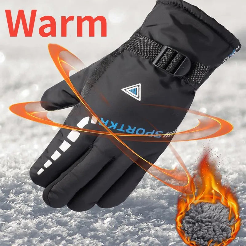 Winter Thermal Waterproof Cycling Gloves Men Women Warm Unisex Skiing Riding Motorcycle Hiking Sport Mittens