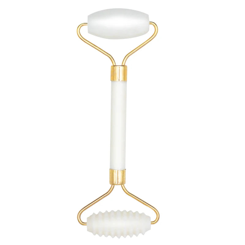 1pc Natural White Jade Roller Massager for Face Body Back Foot Massage Roller Facial Liftting Anti-wrinkle Double-end