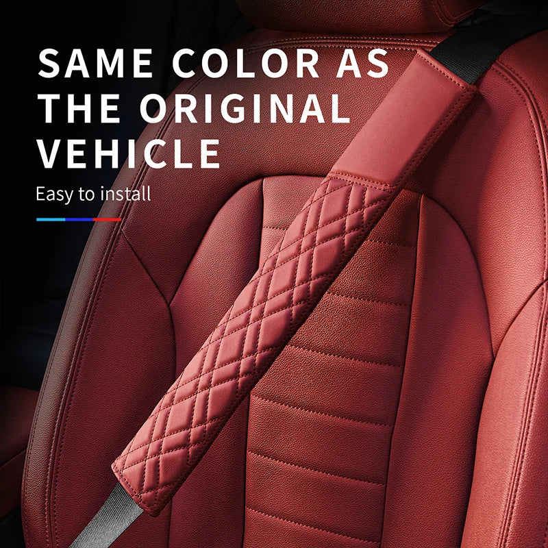 Car Seat Belt Pads Universal Nappa Leather Car Seat Shoulder Strap Pad Cushion Cover Car Belt Protector Safety Belt Cover