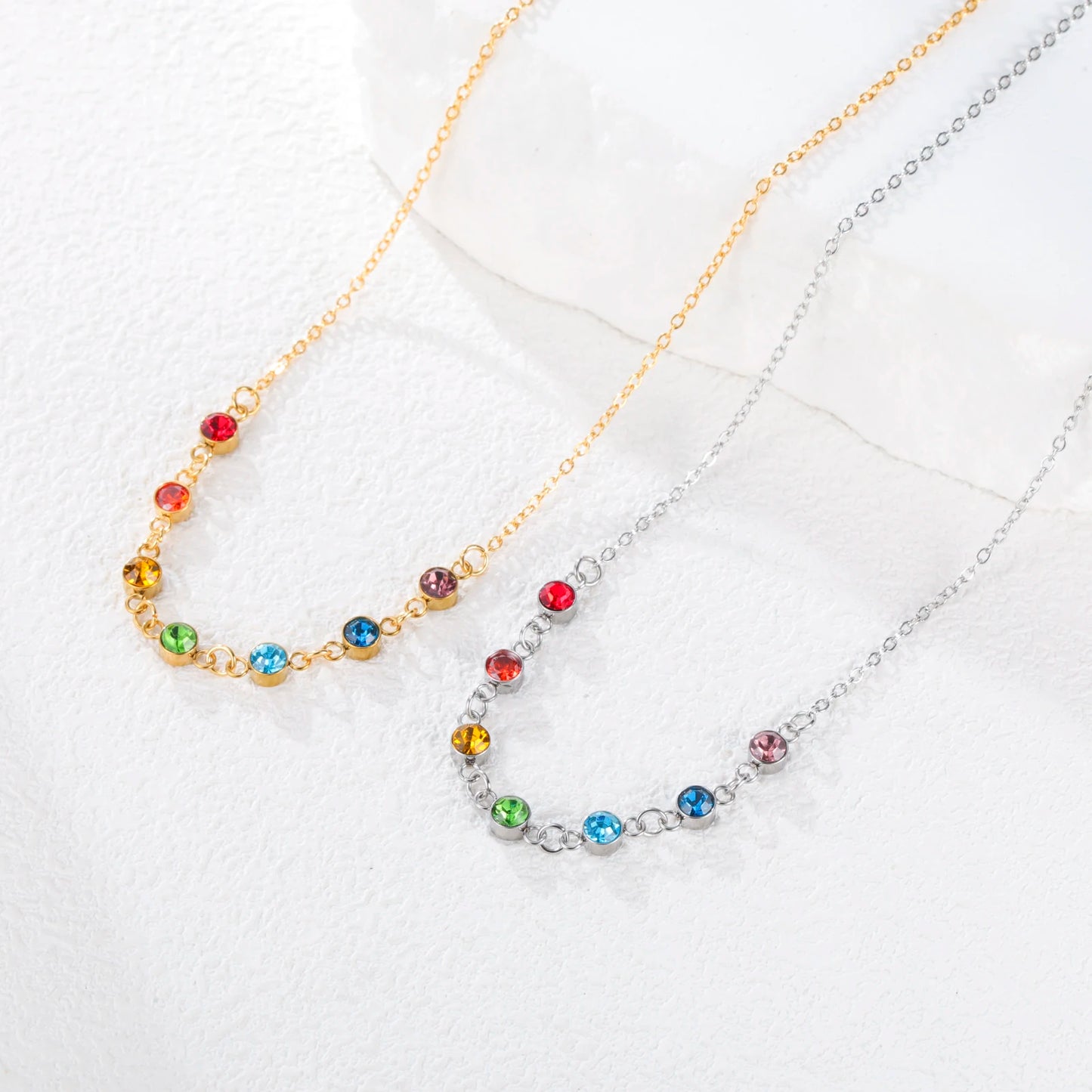 Skyrim Yoga 7 Chakra Rhinestones Pendant Necklaces Women Stainless Steel Gold Color Sweater Chain Meditation Energy Jewelry Gift