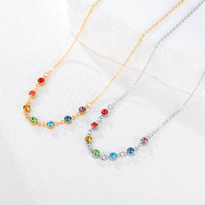 Skyrim Yoga 7 Chakra Rhinestones Pendant Necklaces Women Stainless Steel Gold Color Sweater Chain Meditation Energy Jewelry Gift