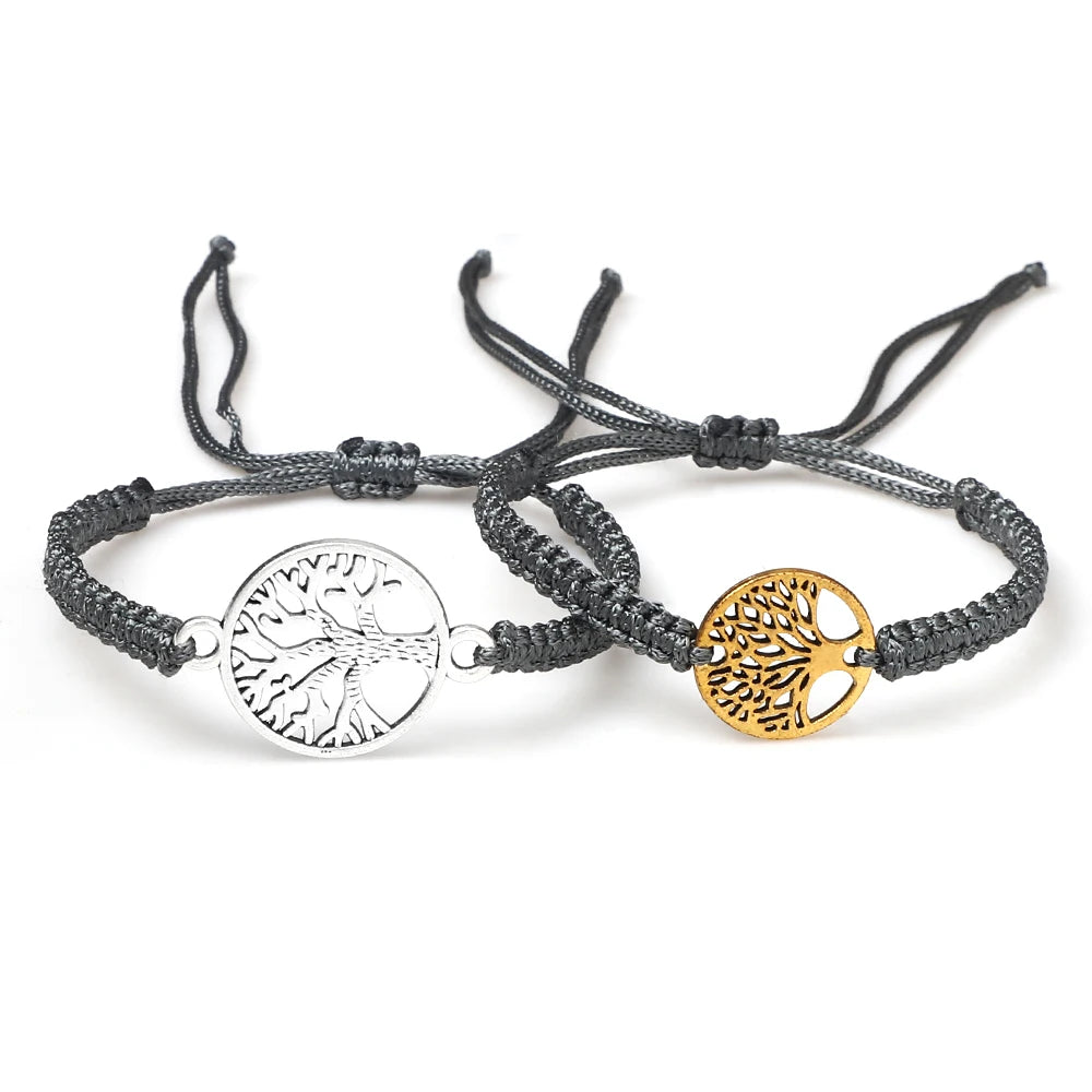 Lucky Red String Braid Bracelets Classic Retro Alloy The Tree of Life Handmade Men Women Kid Wristband Yoga Jewelry Gift Bangles