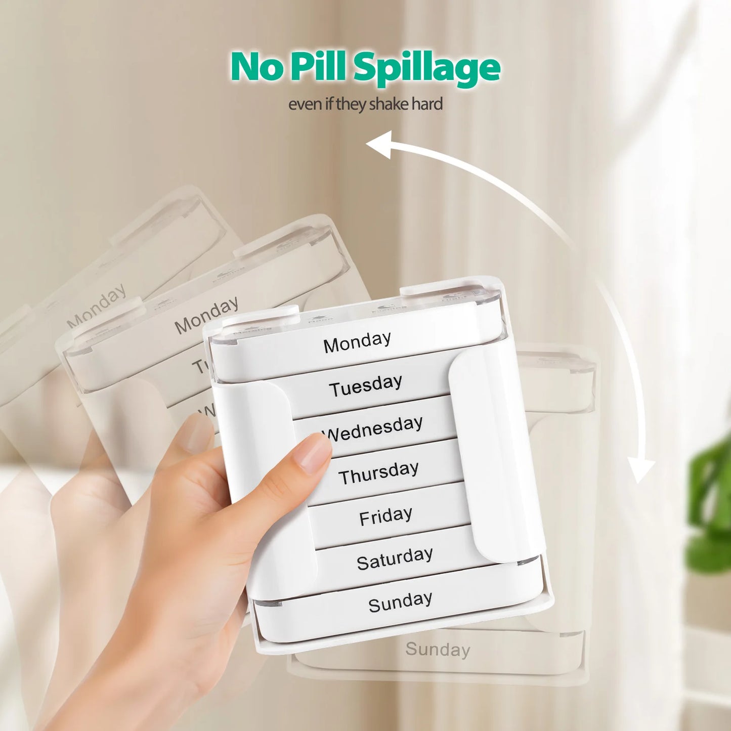 7-Day Medication Organizer, Weekly Pill Organizer, Portable Medicine Box Square, Convenient 28-Grid Drawer Medicine Case