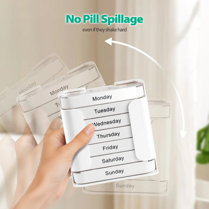 7-Day Medication Organizer, Weekly Pill Organizer, Portable Medicine Box Square, Convenient 28-Grid Drawer Medicine Case