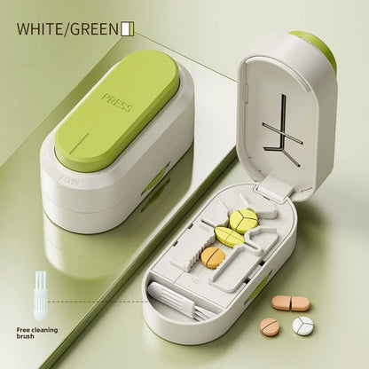 New Quartering Pill Cutter Storage Box Portable Drug Tablet Medicine Dustproof Divider Organizer Crusher 1/2 1/4Pill Cutter
