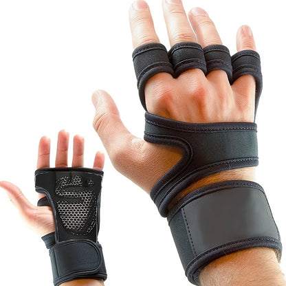 1Pair of Training Sport Gloves for Men Women Workout Fitness Body Building Weightlifting Gym Hand Wrist Palm Protector Dumbbells