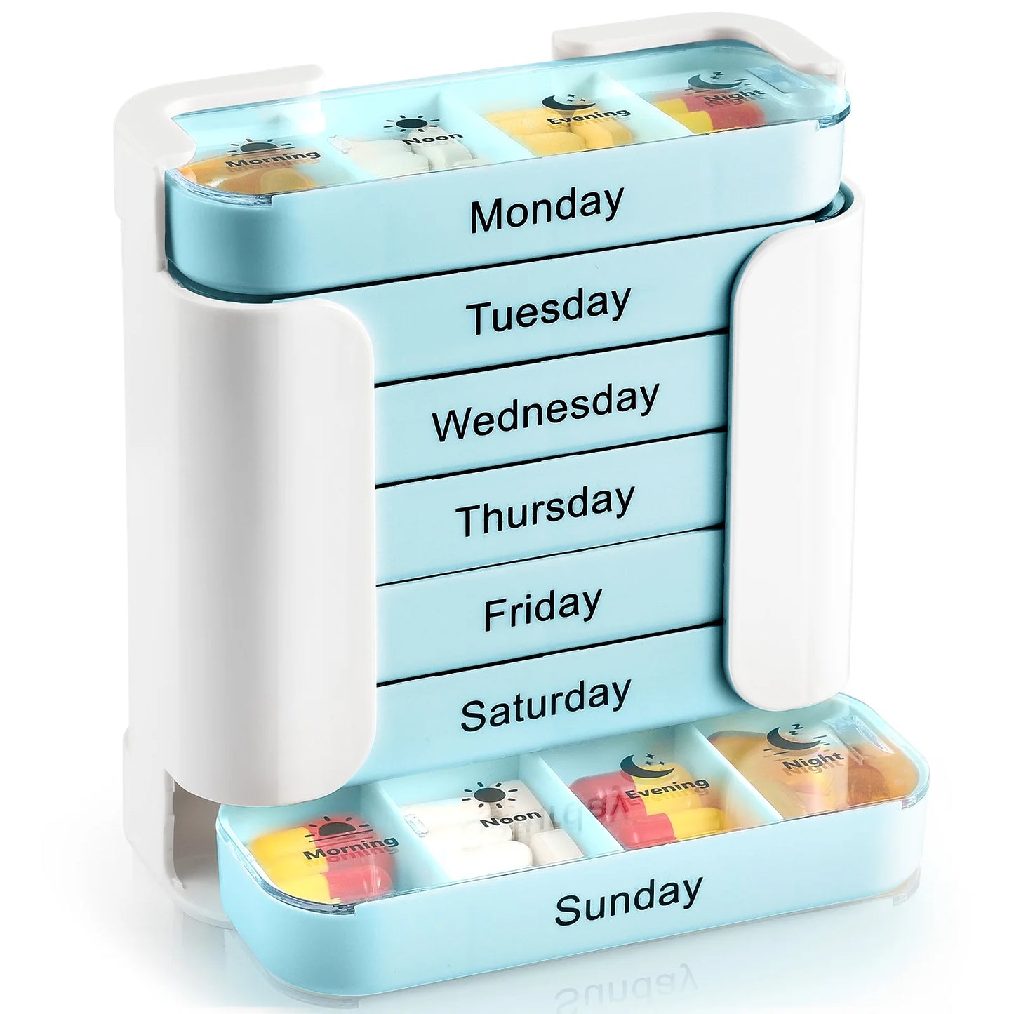 7-Day Medication Organizer, Weekly Pill Organizer, Portable Medicine Box Square, Convenient 28-Grid Drawer Medicine Case