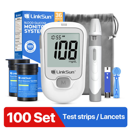 LinkSun G-425-1 Blood Glucose Meter 50/100 pcs Test Strips and Lancets Diabetes Medical  Glucosemeter Testing Blood Sugar Tester