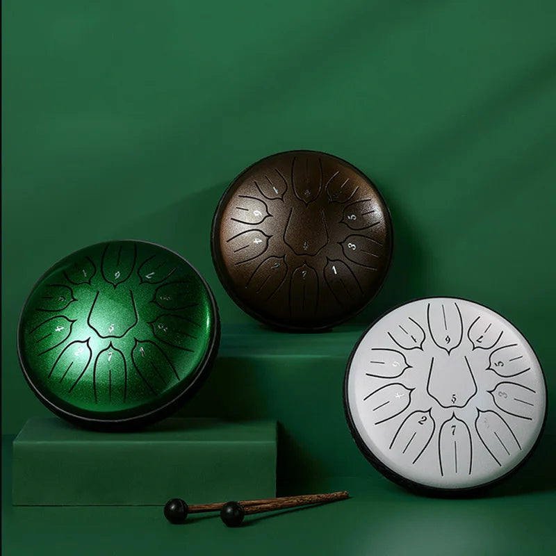 Hluru Glucophone Steel Tongue Drum 6 Inch 11 Notes D Tone Ethereal Drum Music Drum Yoga Meditation Percussion Instrument