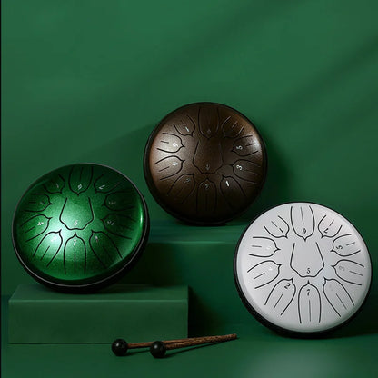 Hluru Glucophone Steel Tongue Drum 6 Inch 11 Notes D Tone Ethereal Drum Music Drum Yoga Meditation Percussion Instrument