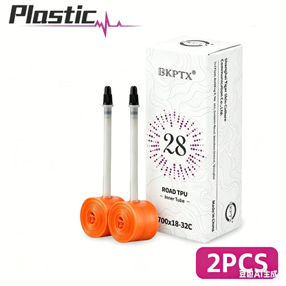 BKPTX 1Pcs/2Pcs 28g orange Bike TPU Inner Tube 700X18 25 28 32 Road Bicycle TPU Material Tire 65mm Length French Valve