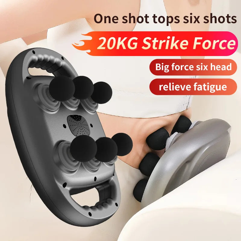 New Six Heads Fascia Gun High-Frequency Vibration Deep Massage Device For Shoulder Waist Back Leg Body Muscle Relaxation Gift