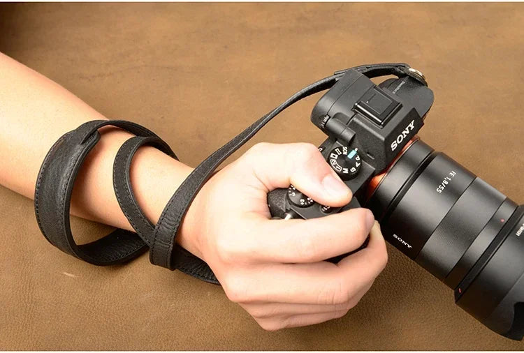 Genuine Leather Camera Strap Belt Handmade Shoulder Strap black color