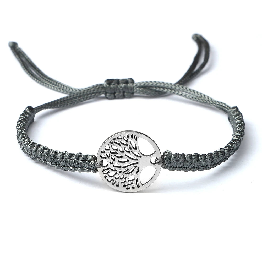 Lucky Red String Braid Bracelets Classic Retro Alloy The Tree of Life Handmade Men Women Kid Wristband Yoga Jewelry Gift Bangles