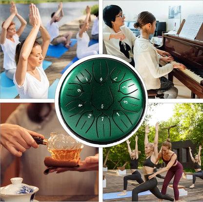 Hluru Glucophone Steel Tongue Drum 6 Inch 11 Notes D Tone Ethereal Drum Music Drum Yoga Meditation Percussion Instrument