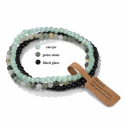 3pcs/Set Natural Stone Beaded Bracelet 4mm Lapis Lazuli Agat Bead Bracelets Couple Yoga Mini Bracelet for Men Women Jewelry Gift