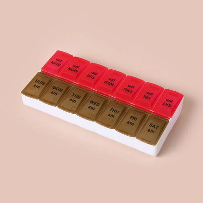 New Hot Premuim Portable Weekly Pill Organizer Case Box Storage Container 7 Day 2 Times 14 Grids for Vitamin Medicine Fish Oils