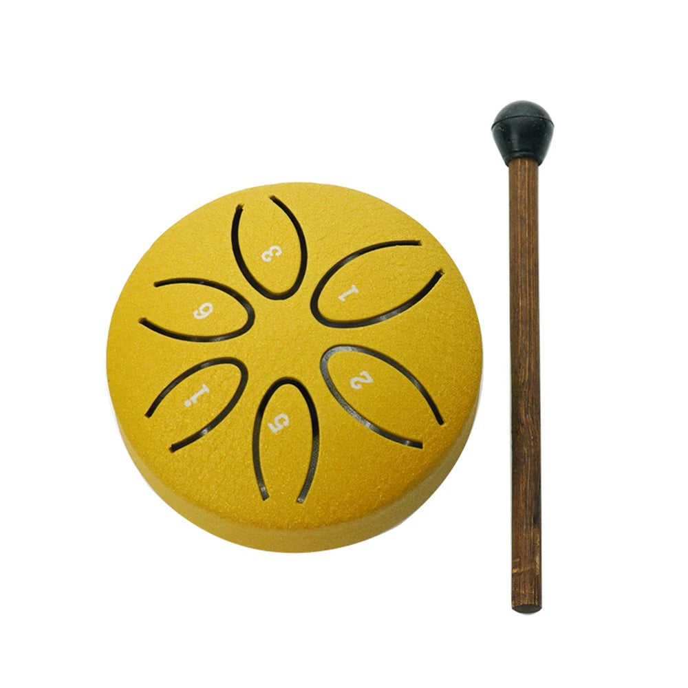 Steel Tongue Drum 3 Inch 6 Notes Percussion Instrument Balmy Drum with Drum Mallets for Meditation Yoga Majors Mini Handpan Drum