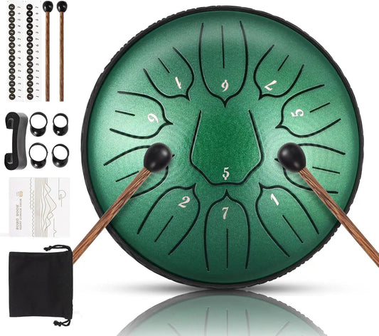 Hluru Glucophone Steel Tongue Drum 6 Inch 11 Notes D Tone Ethereal Drum Music Drum Yoga Meditation Percussion Instrument