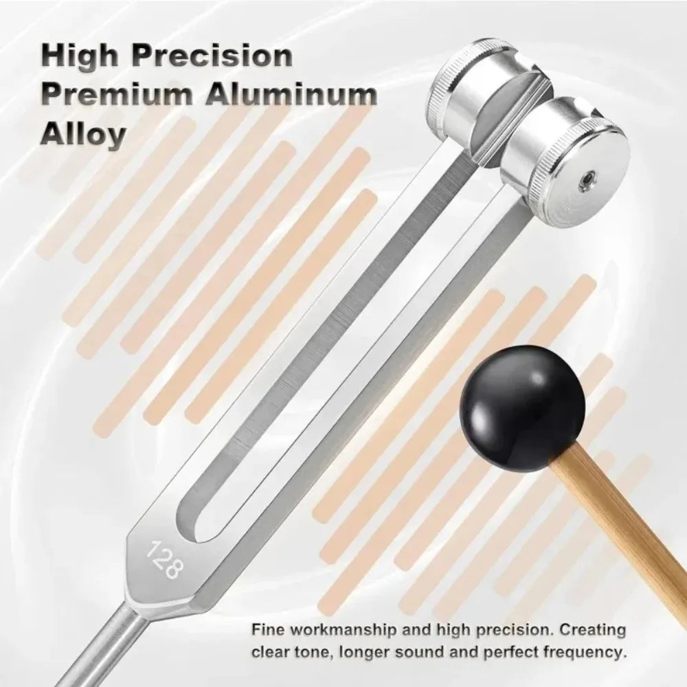 128 /512Hz Chakra Healing MassageTuning Fork Set,Aluminum Alloy Tuning Forks Used for Sound Therapy Yoga Meditation Accessory