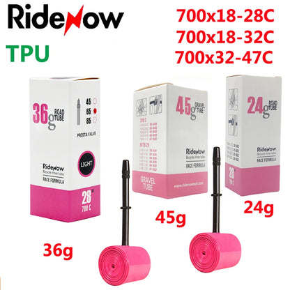 RideNow TPU Bike Inner Tube 700C 700x18 23 25 28 32 35 37 40 47C Road Bicycle Tire MTB Bike Camera 29x1.5 1.75 1.9 Pneu Aro