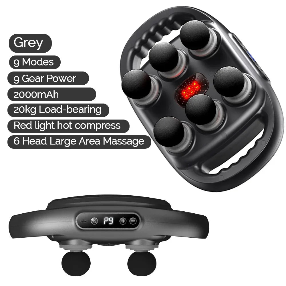 New Six Heads Fascia Gun High-Frequency Vibration Deep Massage Device For Shoulder Waist Back Leg Body Muscle Relaxation Gift