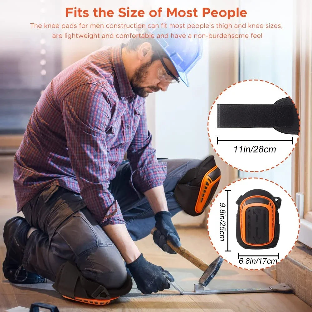 2PCS Heavy Duty Knee Pads for Construction - Double Gel Cushion,Thick Foam & Adjustable Non-Slip Straps- Work Pads for Men/Women