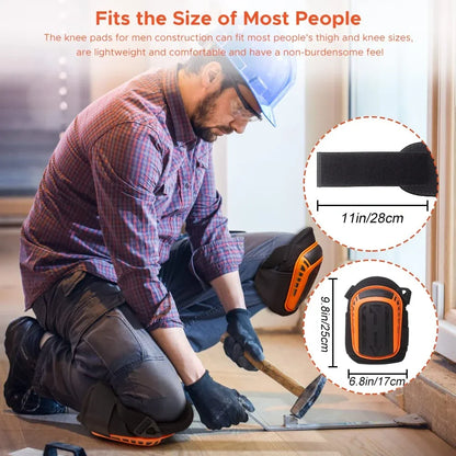 2PCS Heavy Duty Knee Pads for Construction - Double Gel Cushion,Thick Foam & Adjustable Non-Slip Straps- Work Pads for Men/Women