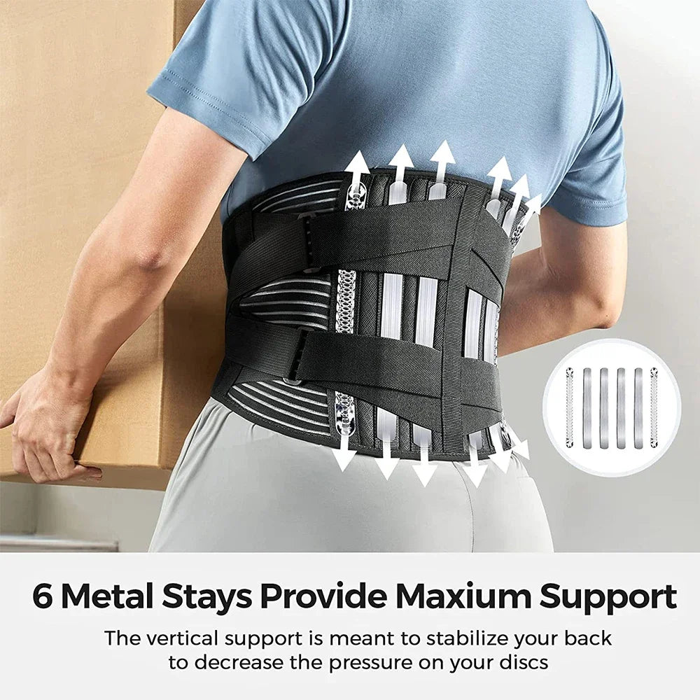 Tcare Sports Back Braces for Lower Back Pain Relief with 6 Stays,Breathable Back Support for Work, Anti-skid Lumbar Support Belt