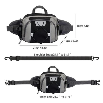 Multi-functional sports water bottle waist bag, men's and women's universal running backpack, outdoor hiking waist bag