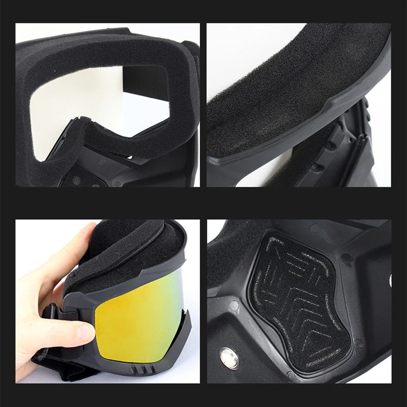 2025 NEW Outdoor Sports Windproof Mask Goggle HD Motorcycle Glasses Snowboard Eyewear Riding Motocross Summer UV Sunglasses