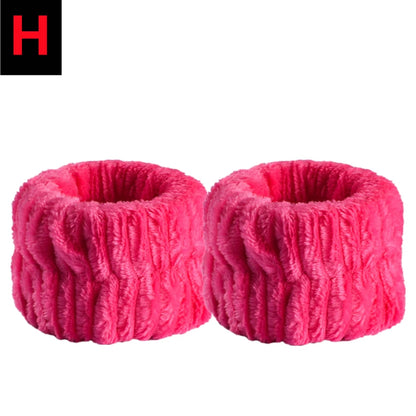 2PCS Reusable Spa Wrist Washband Soft Microfiber Towel Wristbands For Washing Face Women Girl Yoga Running Sport Wrist Sweatband