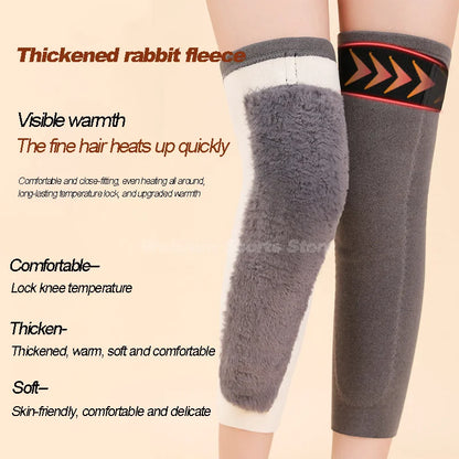 Winter Warm Wool Kneepad Thick Leg Guard Cashmere Knee Protector Long Thermal Wraps Old People Cold Leg Knee Pads Brace 1 Pair