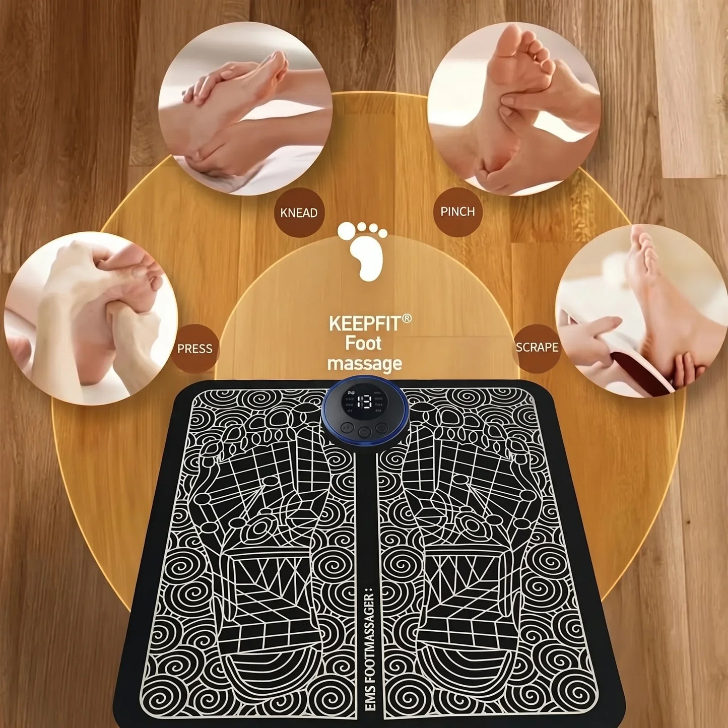 EMS Foot Massager Pad Relief Pain Relax Feet Acupoints Massage Electric Muscle Stimulation Improve Blood Circulation Relax Feet
