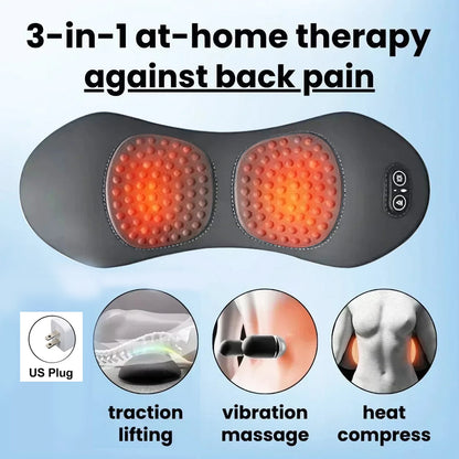 Heating Vibration Massage Pillow Electric Lumbar Support Pad Bed Sleeping Waist Protection Cushion Lying Flat Waist Pain Relief