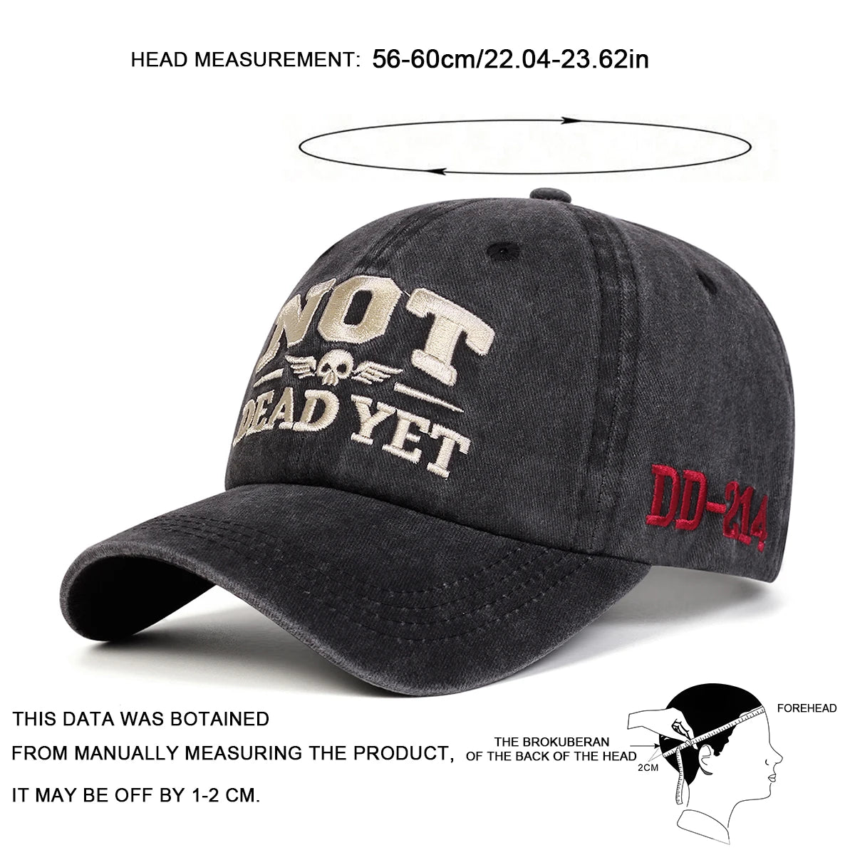 Unisex NOT DEAD YET Embroidery Wash Baseball Caps Spring Autumn Outdoor Adjustable Casual Hats Sunscreen Hat Sports Cap