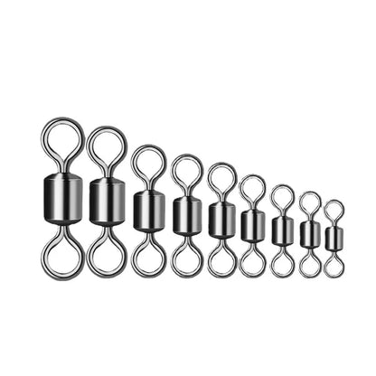 50pcs Fishing Swivels Rolling Swivels Solid Stainless Steel Rings Fishhooks Lure Connector for Fishing Accessories