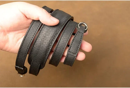 Genuine Leather Camera Strap Belt Handmade Shoulder Strap black color