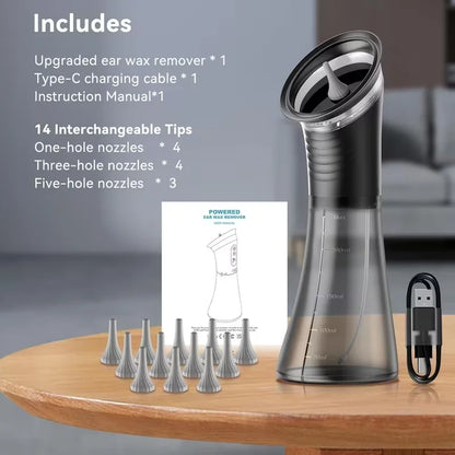 Rechargeable Ear Cleaner for Removing Earwax Integrated Dry and Dirty Storage Replaceable NozzleVisual Sewage Recovery Window