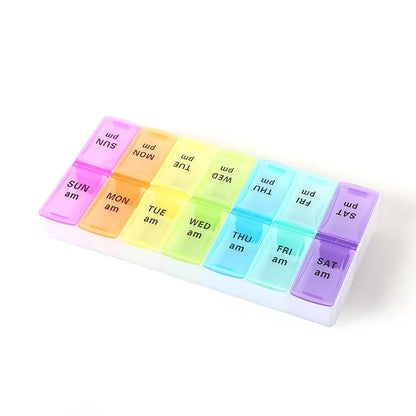 New Hot Premuim Portable Weekly Pill Organizer Case Box Storage Container 7 Day 2 Times 14 Grids for Vitamin Medicine Fish Oils