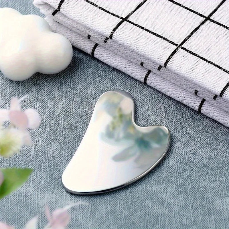 Stainless Steel Gua Sha Board Summer Cooling Light Beige Tightening Tool and Dark Circles Improvement Professional Beauty Kit