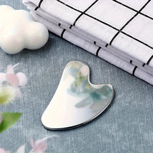 Stainless Steel Gua Sha Board Summer Cooling Light Beige Tightening Tool and Dark Circles Improvement Professional Beauty Kit