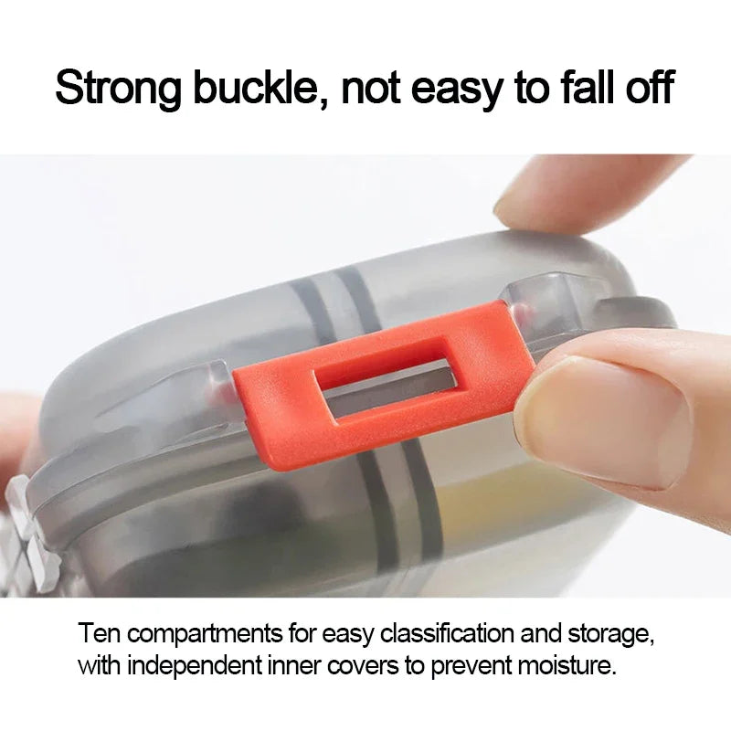 10 Compartments Travel Pill Organizer Pocket Portable Pill Storage Box Case Daily Pill Container or Purse Fish Oil Medicine