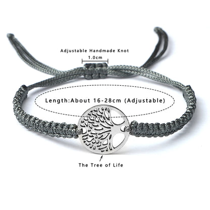Lucky Red String Braid Bracelets Classic Retro Alloy The Tree of Life Handmade Men Women Kid Wristband Yoga Jewelry Gift Bangles