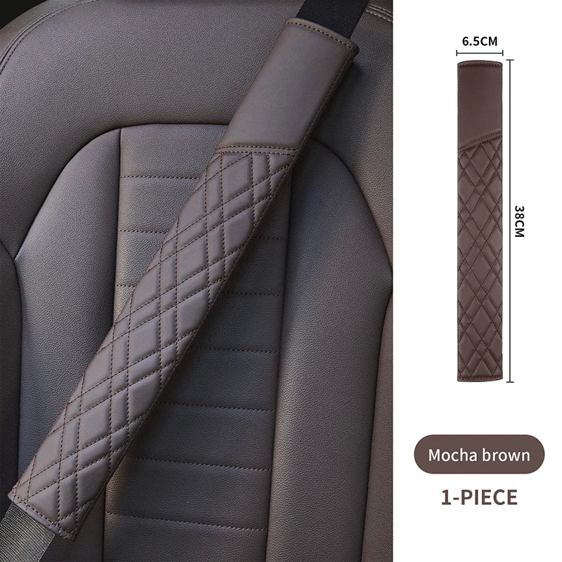 Car Seat Belt Pads Universal Nappa Leather Car Seat Shoulder Strap Pad Cushion Cover Car Belt Protector Safety Belt Cover