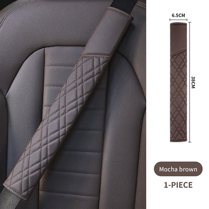 Car Seat Belt Pads Universal Nappa Leather Car Seat Shoulder Strap Pad Cushion Cover Car Belt Protector Safety Belt Cover